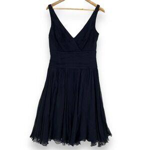 Tadashi Collection Dress Womens 12‎ Black Cocktail Formal LBD Pleated 100% Silk
